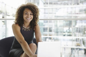 Young woman using laptop