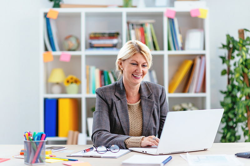 Woman working on laptop