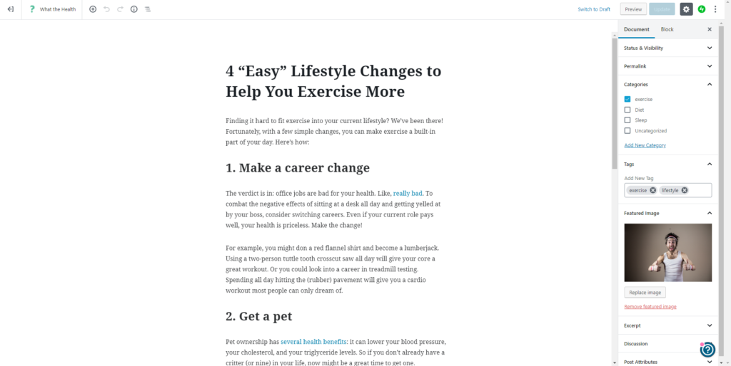 wordpress blog editing