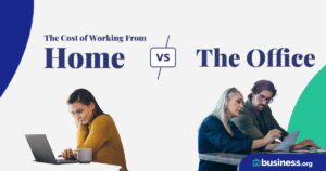 Women working from home and a women boss and man employee working from an office