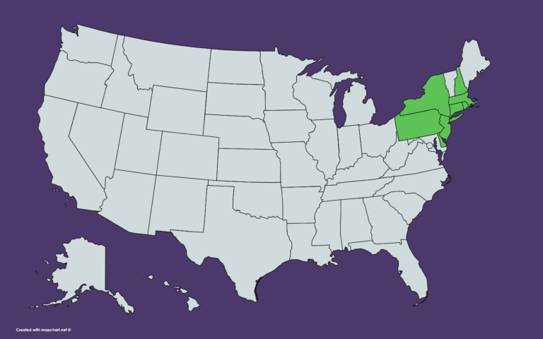 US map showing states where Santander is available: Connecticut, Delaware, Mass., New Hampshire, New Jersey, New York, Pennsylvannia, Rhode Island