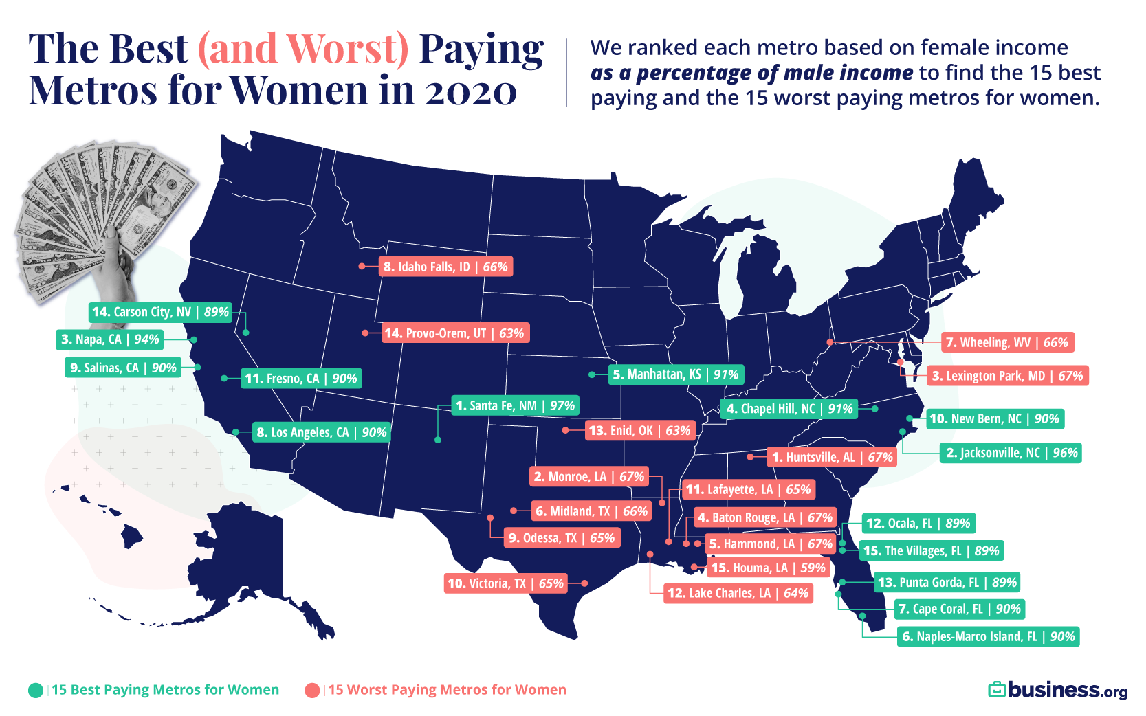 US map with ranking