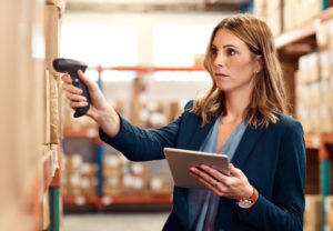 Using a barcode reader in a warehouse