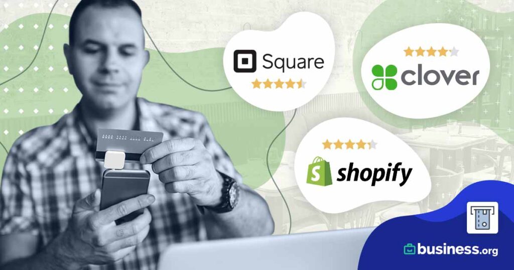 Square Credit Card Reader, Shopify, and Clover Go with National Processing are some of the best mobile card readers for small businesses