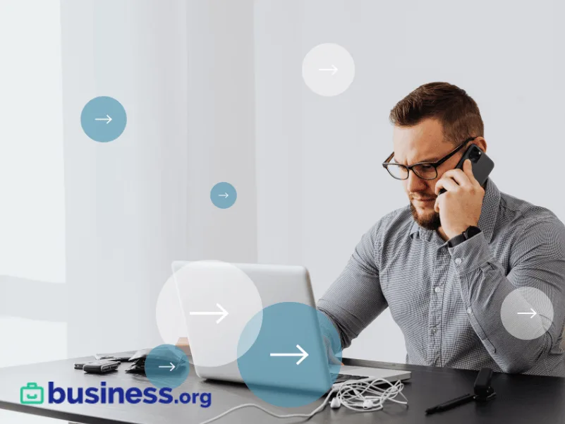 business man on the phone and computer